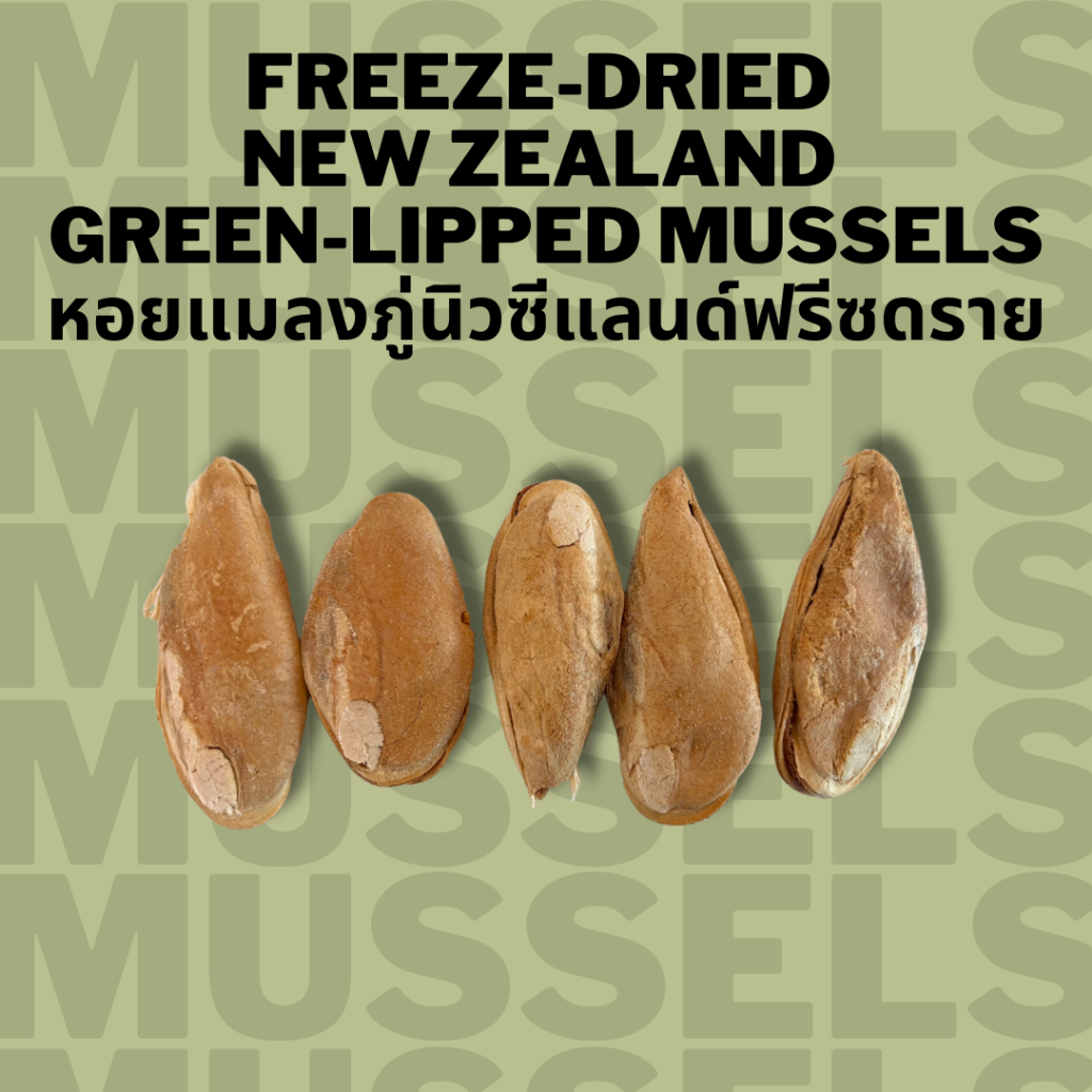 หอยแมงลภู่นิวซีแลนด์ฟรีซดราย Bella's Bites Freeze-Dried NZ Green-Lipped Mussels for Dogs and Cats
