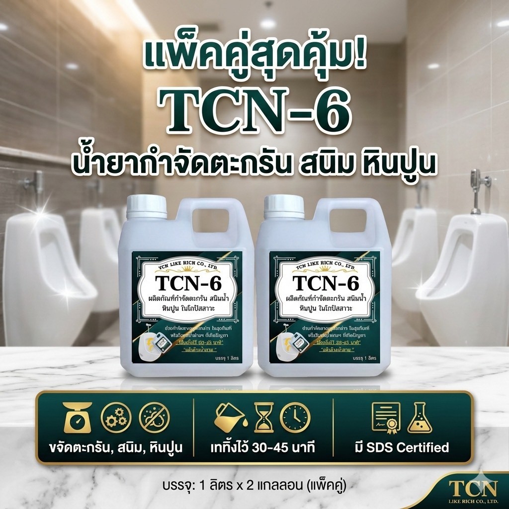 TCN6 (2 ลิตร) น้ำยากำจัดตะกรัน สนิมน้ำ หินปูน ในโถปัสสาวะ ช่วยกำจัดตะกรัน ที่เป็นสาเหตุให้ท่อตัน และส่งกลิ่นเหม็น