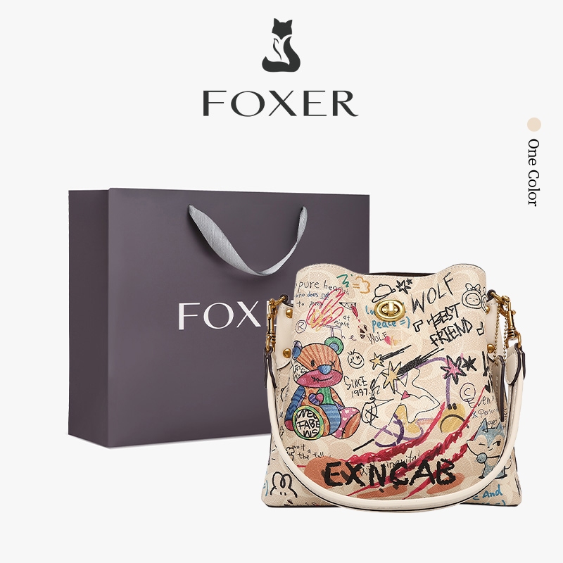 FOXER กระเป๋าสะพายไหล่สำหรับผู้หญิง กระเป๋าสะพายข้างลายกราฟฟิตี้ มีสไตล์และจุของได้เยอะ – โปรปัง