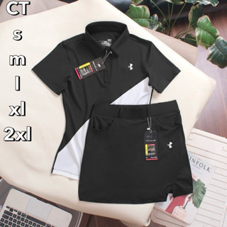ชุดตีกอล์ฟผู้หญิง เสื้อคอปกแขนสั้น กระโปรงมีซับในขาสั้น Set …