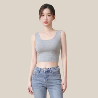 WsimpleBra | Gaia Crop Top เสื้อกล้าม ทรงครอป ไขว้หลัง มีบราในตัว เลิกใส่ชุดชั้นในและซิลิโคลปิดจุก