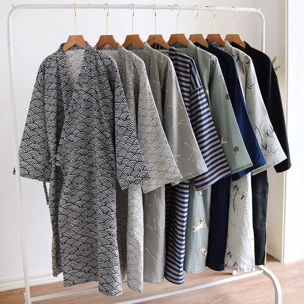 เสื้อคลุมอาบน้ำสไตล์ญี่ปุ่น แบบคอวีรวม คุ้มอาบน้ำโมโน