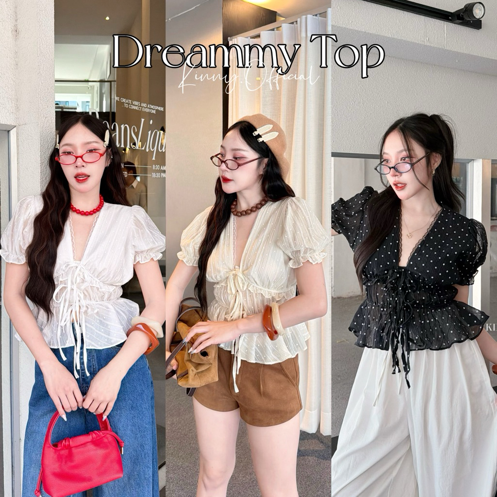 Dreammy Top เสื้อแขนตุ๊ดตาผู้หญิง ผูกโบว์หน้า