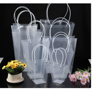 giftpackaging🌈ถุงพีวีซีใส, ถุงใส่ดอกไม้ทรงสี่เหลี่ยมคางหมู ถ…