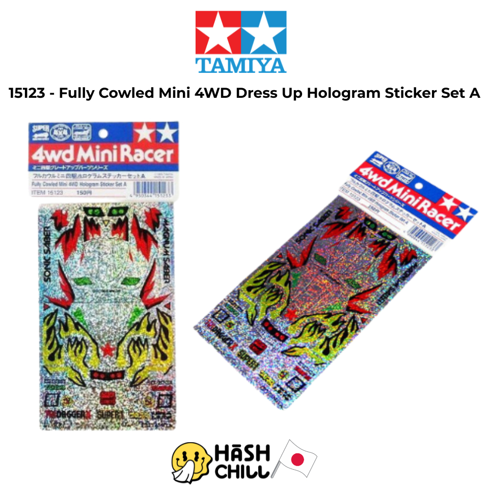 Tamiya 15123 - Fully Cowled Mini 4WD Dress Up Hologram Sticker Set A