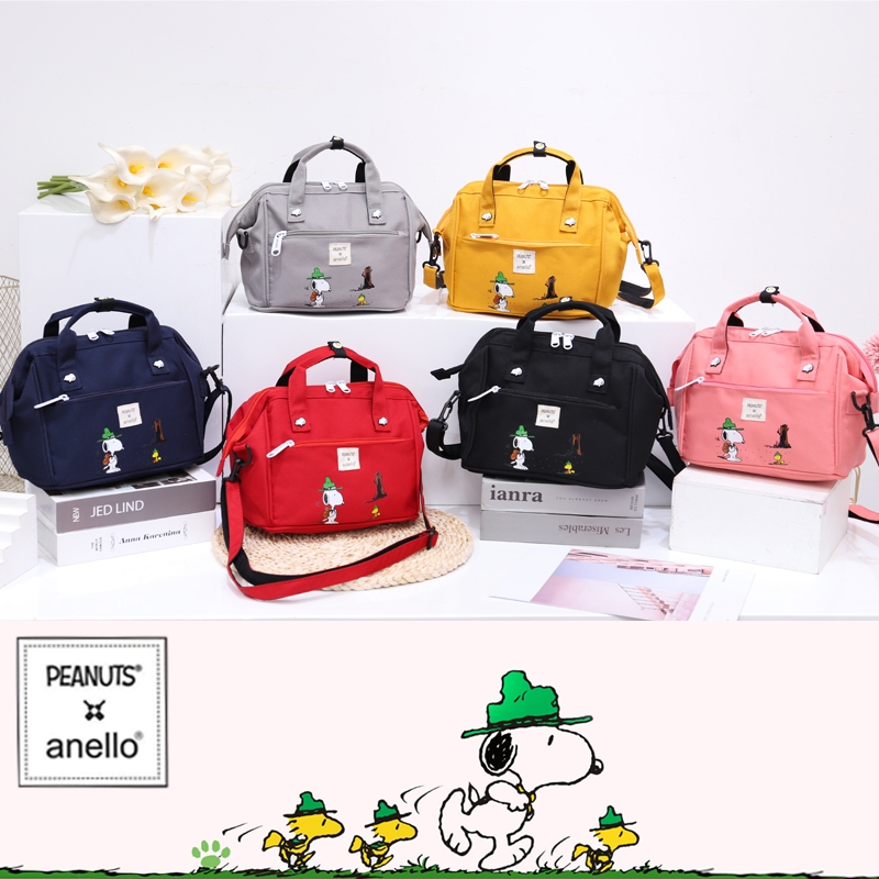 anello x PEANUTS กระเป๋าสะพายข้างแฟชั่น สนูปี้ ผ้ากันน้ำ ใส่ของได้เยอะ พร้อมส่ง