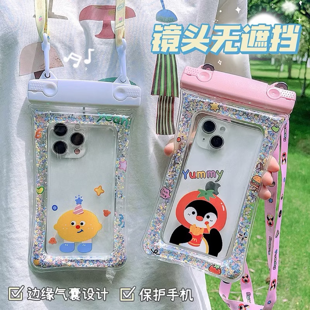 ส่งไว กระเป๋ากันน้ำใส่โทรศัพท์ ลายการ์ตูนน่ารัก พร้อมสายคล้องคอ ซองกันน้ำมือถือ เล่นน้ำ/เที่ยวทะเล/ลุยฝน