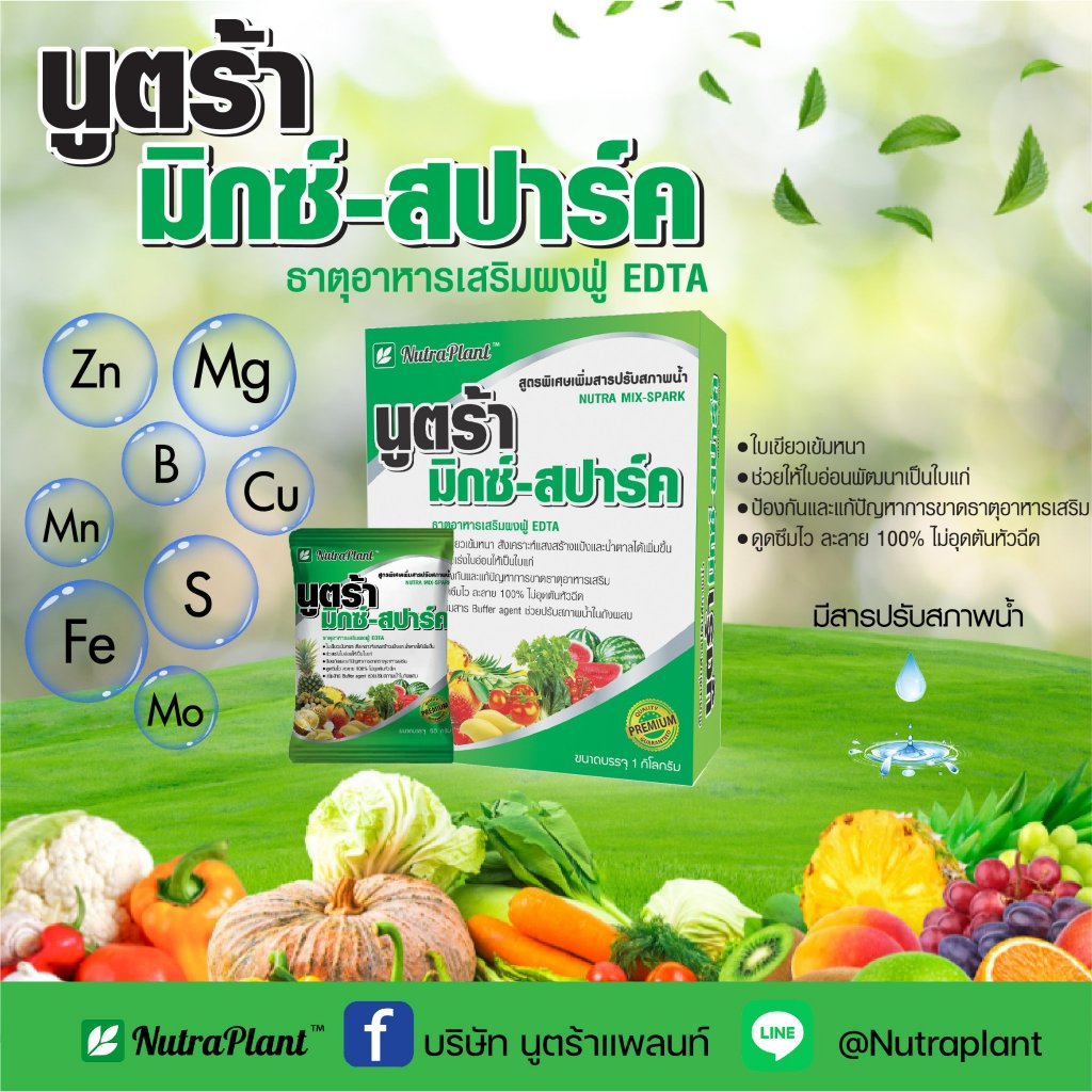 นูตร้ามิกซ์-สปาร์ค 1 กล่อง 20 ซอง ข้าวเขียวใบตั้ง ใบเขียวเข้มหนา สังเคราะห์แสง ปรับสภาพน้ำให้เป็นกลาง