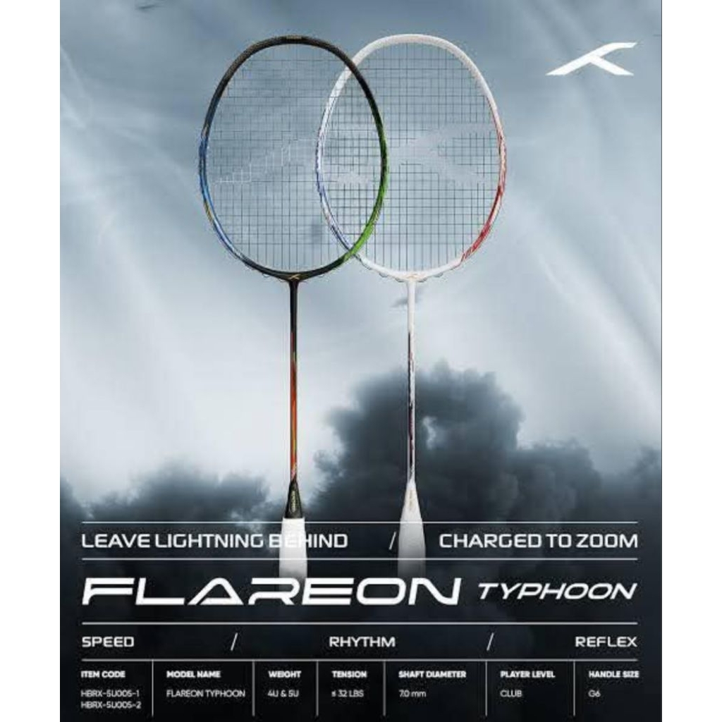 ไม้แบดมินตัน HUNDRED FLAREON TYPHOON ไม้สายสปีดรุ่นล่าสุดจากแบรนด์ Hundred สเปคจัดเต็ม ราคาเบาๆ ประกันศูนย์ไทย 6 เดือน