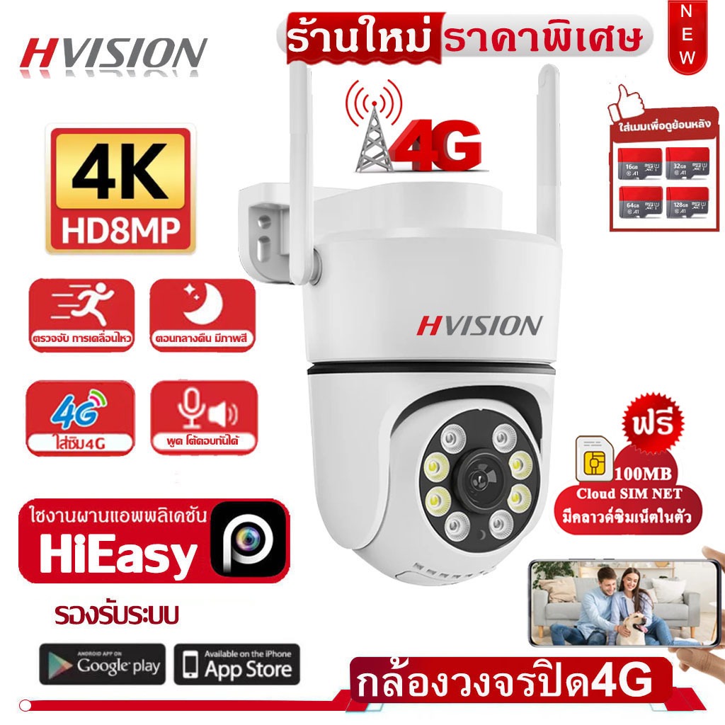 【ลดวันนี้ วันสุดท้าย】กล้องวงจรปิดใส่ซิม 4G กล้องวงจรปิดไร้สาย กล้องใส่ซิม 4G เสียงไซเรน กลางคืนภาพสี
