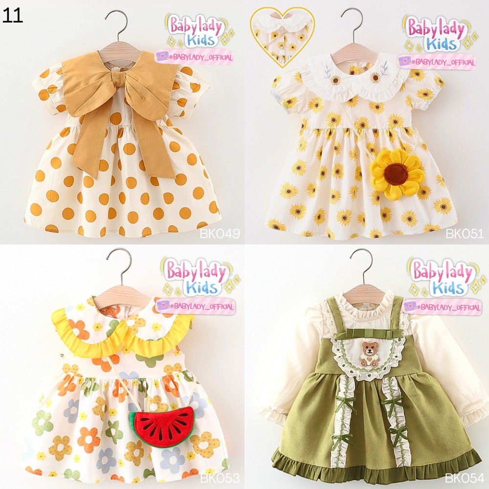 [BK ชุดเด็ก] ชุดเด็กผู้หญิง |Baby Girls - เดรสเด็ก ผ้าฝ้ายคอตตอน ลายน่ารัก ใส่สบาย