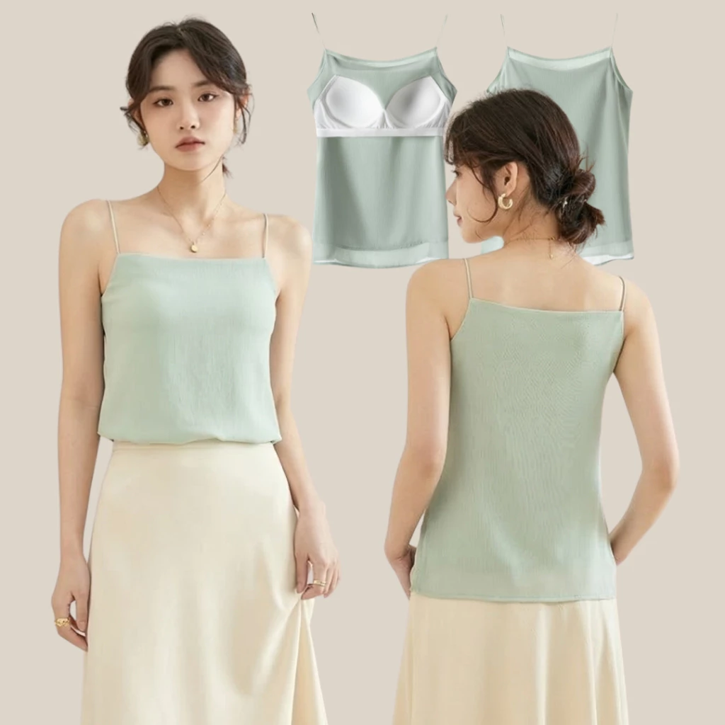 WsimpleBra | Aurora Camisole เสื้อสายเดี่ยว ผ้าชีฟอง มีบราในตัว เลิกใส่ชุดชั้นในและซิลิโคลปิดจุก