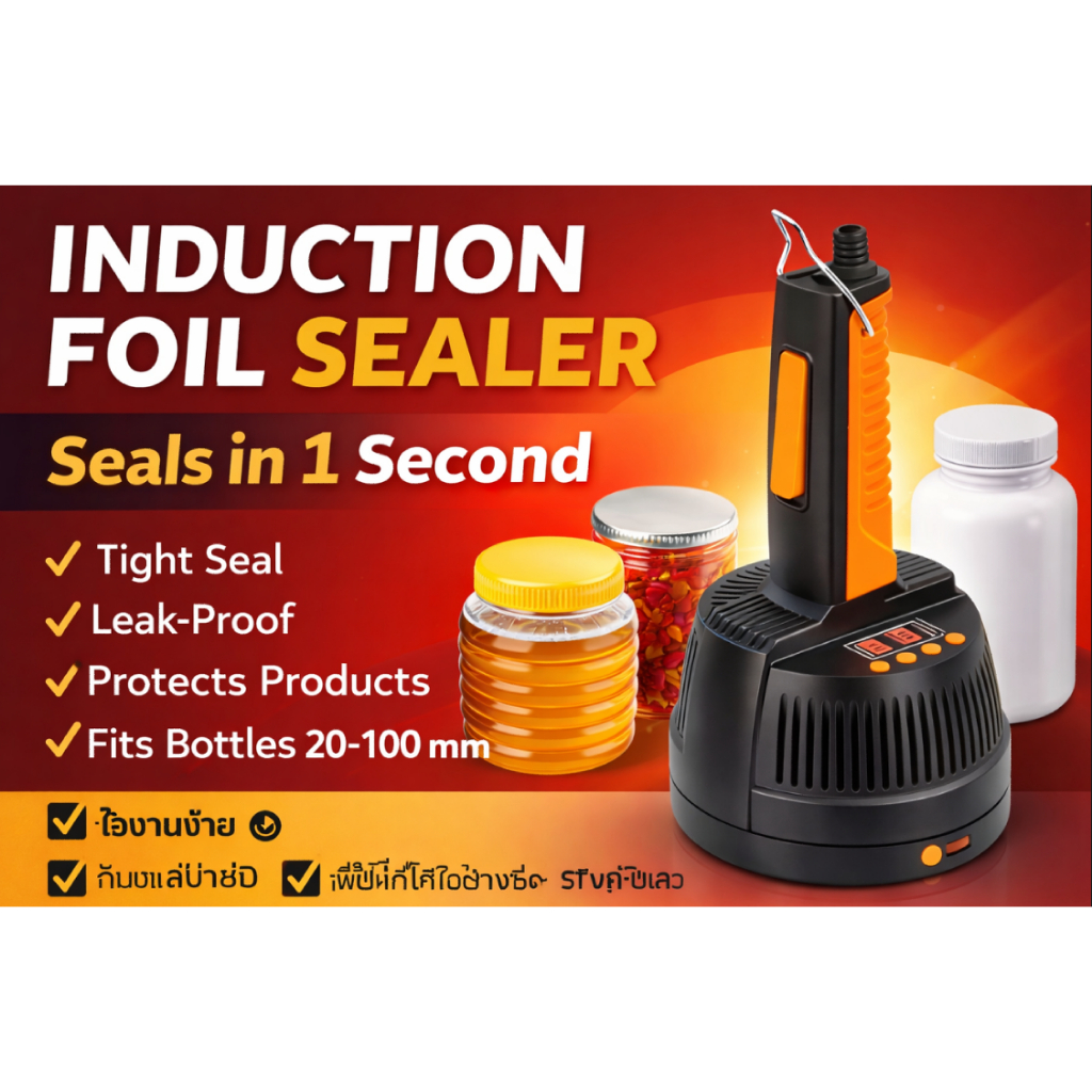 เครื่องซีลฝาฟอยล์ Induction Sealer เครื่องซีลฝาขวด 20-100mm ซีลขวดอาหาร น้ำผึ้ง ซอส เครื่องสำอาง ปิดสนิท กันรั่ว