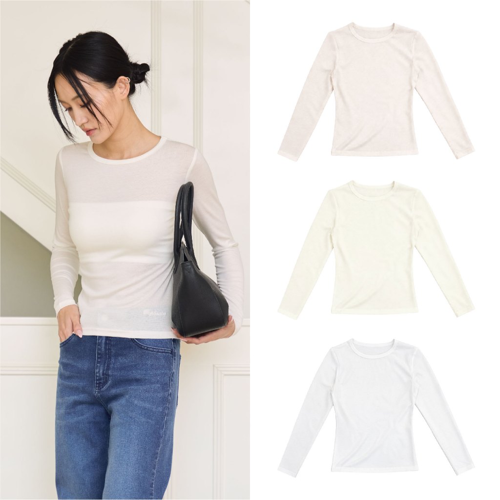 TOP OF BASIX - Soft Sheer Long Sleeve เสื้อซีทรูแขนยาว คอกลม