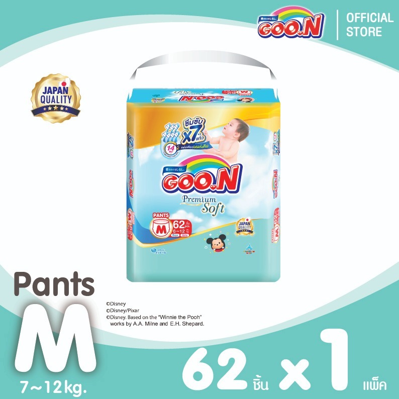 [แพ็ก] GOON Premium Mommy Kiss size M-XXXL M 62 ชิ้น