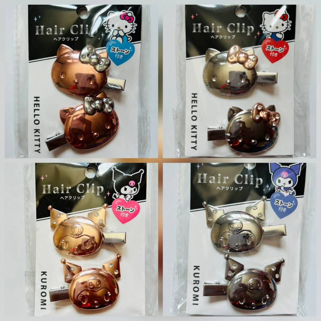 แท้ พร้อมส่ง! กิ๊บSanrio Kitty Kuromi กิ๊บโลหะประดับเพชร สีทอง rosegold เงิน คิตตี้ทอง คุโรมิ