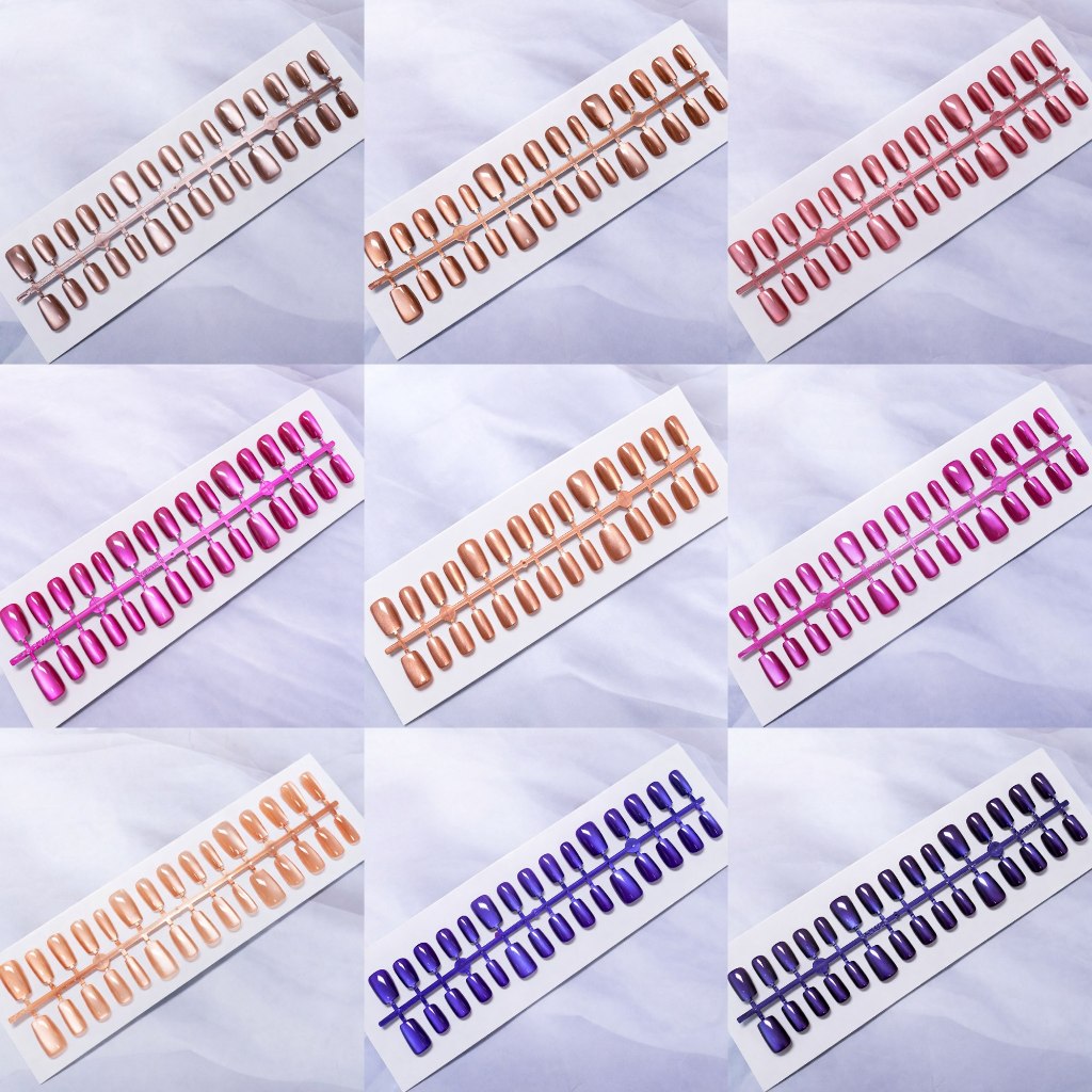 เล็บสำเร็จรูปงานสีลูกแก้วทรงยาวกลางเซต 30 นิ้วสุดคุ้ม Luxnail FN79 เล็บปลอมสำเร็จรูปสีพื้น