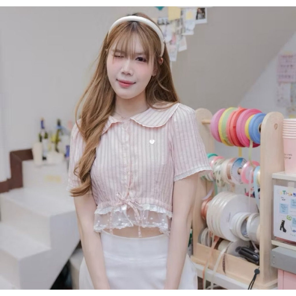 RIKA ยัยเกียว เสือคอบัวรูดเอวลูกไม้ มือ1ป้ายห้อย 219from350 shop!