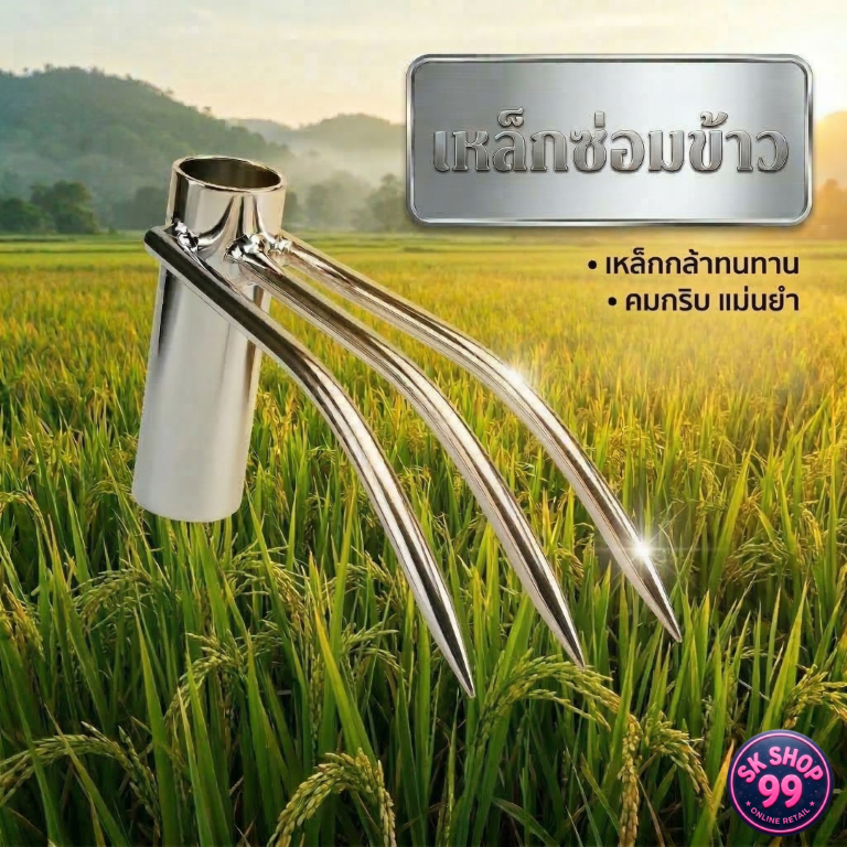 เหล็กซ่อมข้าว เหล็กย้ายข้าว ขนาด6หุนสีโครเมี่ยม