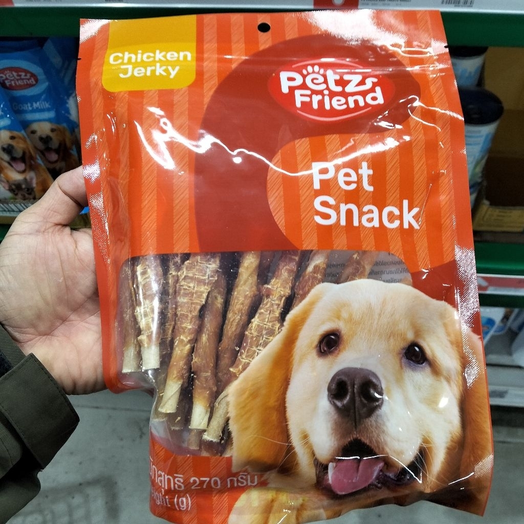 Petz Friend Snack 270กรัม เพ็ทส์เฟรนด์ ขนมสุนัข ไก่พันแท่งหนังเกลียว 5 นิ้ว