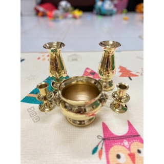 💥Sale ชุดหน้าพระ แจกัน กระถางธูปหน้าสิงห์ เชิงเทียนจานรอง ทอ…