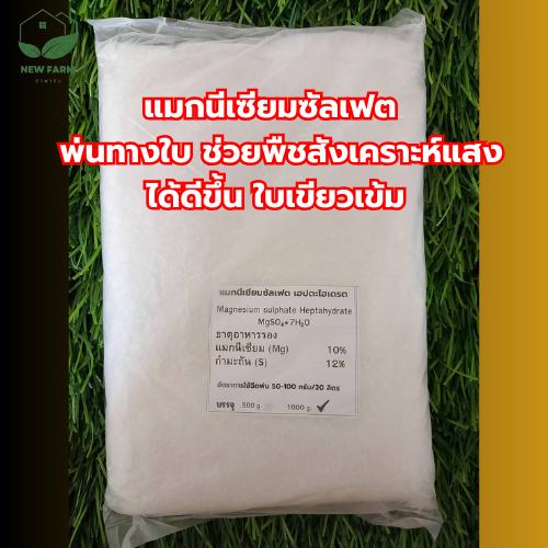 แมกนีเซียมซัลเฟต แมกนีเซียม ดีเกลือฝรั่ง สูตรเพิ่มความเขียวเข้มให้แก่พืชเขียวนาน บรรจุ 1กิโลกรัม