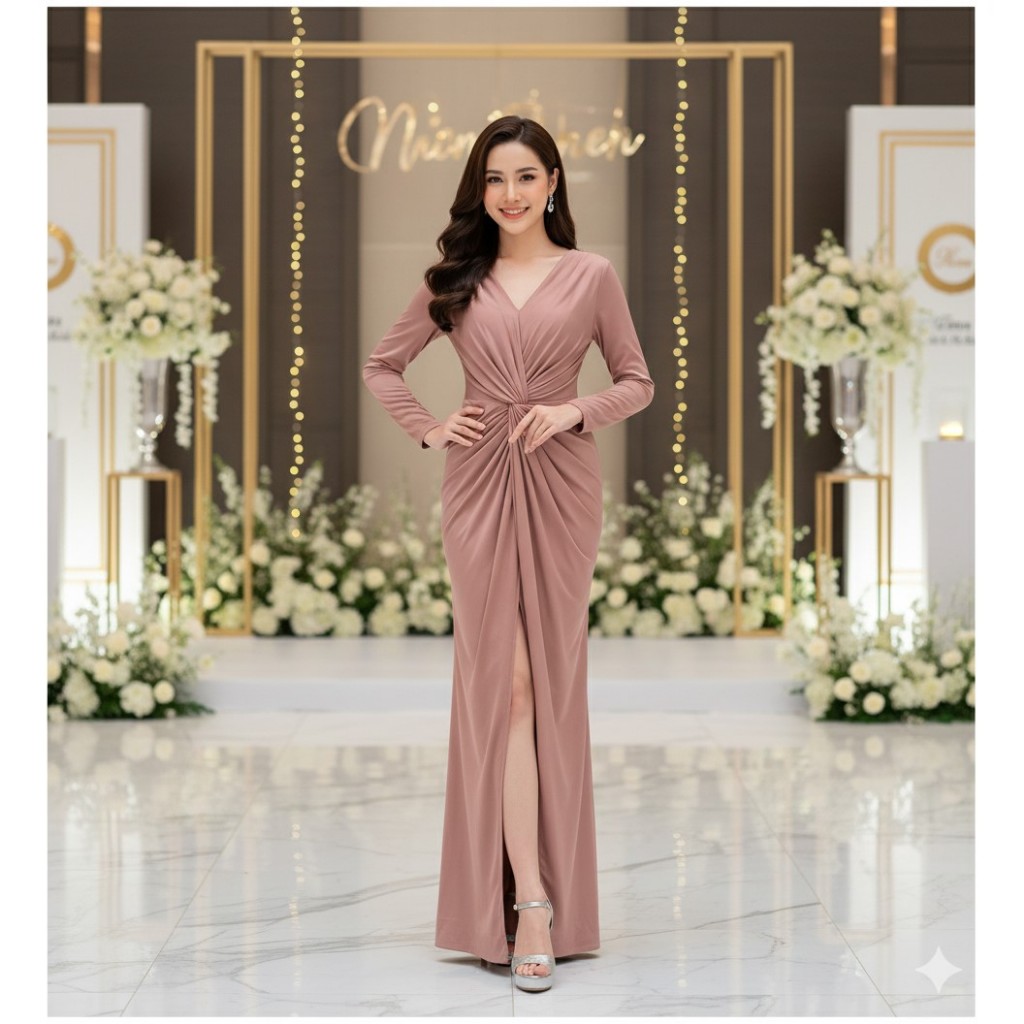 ชุดไปงานแต่งวัยรุ่น งานเช้า กลางวัน กลางคืน สวย เรียบหรูดูแพง PFL206-PNK ชมพู