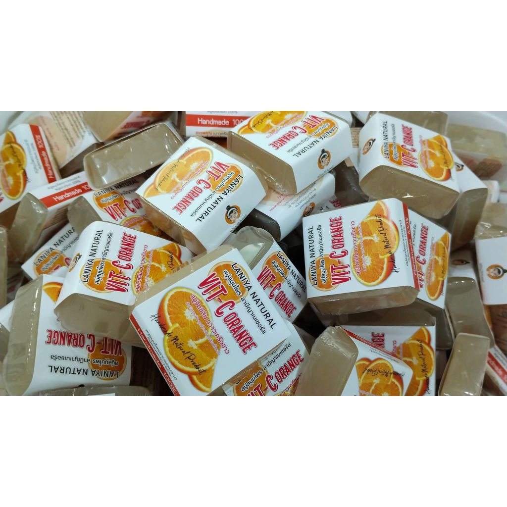 สบู่ลานีญา (Laniya Natural) สูตรวิตามินซีส้ม & กวาวเครือขาว ลดฝ้า กระ จุดด่างดำ ผิวกระจ่างใส ขนาด 50 กรัม