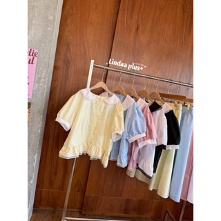 LindaaPlus-- ชุดเซ็ตเสื้อ+กระโปรงยาวสาวอวบ ✨ 🍃รุ่นนี้มี 5 สีนะคะ“ งานผ้าคอตตอนเนื้อดี เสื้อคอบัวแต่งลูกไม้สุดน่ารัก