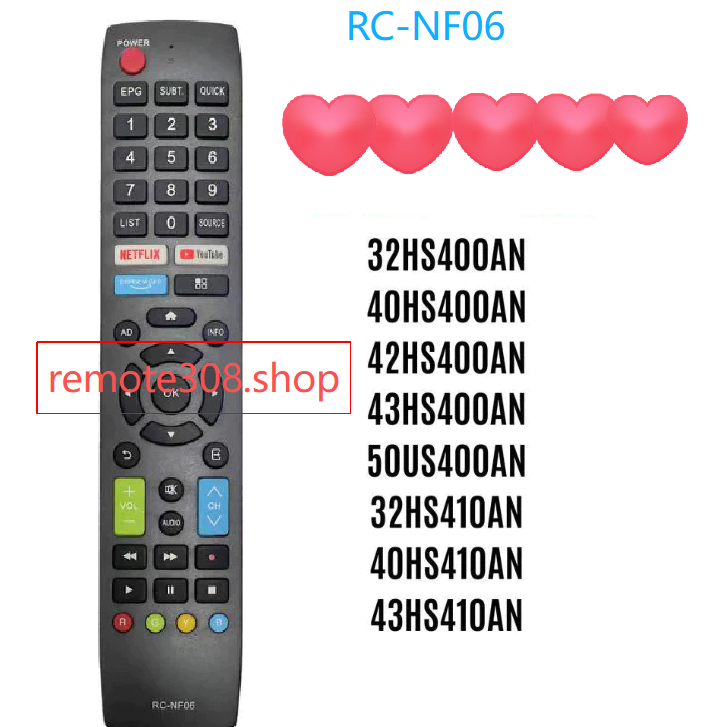 For Sharp Smart TV RC-NF06 (NetflixTV) Series.4000,410 32HS400AN เปลี่ยนรีโมทคอนโทรลสําหรับทีวีรีโมทคอนโทรลเหมาะสำหร