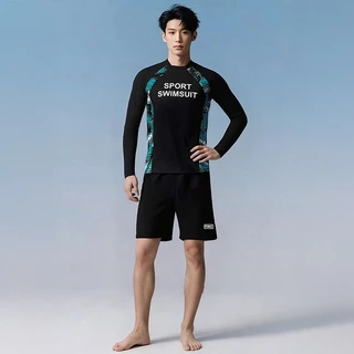 ชุดว่ายน้ำชาย แขนยาวขายาว กันแสงกันUV ชุดดำน้ำ ผ้ายึด แห้งใว คุณภาพดี