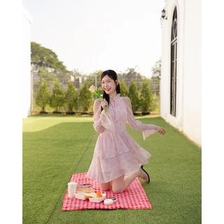 DR0476 LABELLE รุ่น Lunetty Dress เดรสสั้นสีหวานละมุน น่ารักสุดๆ