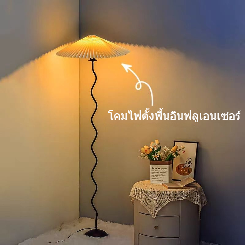 LED โคมไฟตั้งพื้นวินเทจเรียบง่ายห้องนอนข้างเตียงห้องนั่งเล่นโซฟาบรรยากาศแสงหรูหราสร้างสรรค์ไฟตกแต่ง