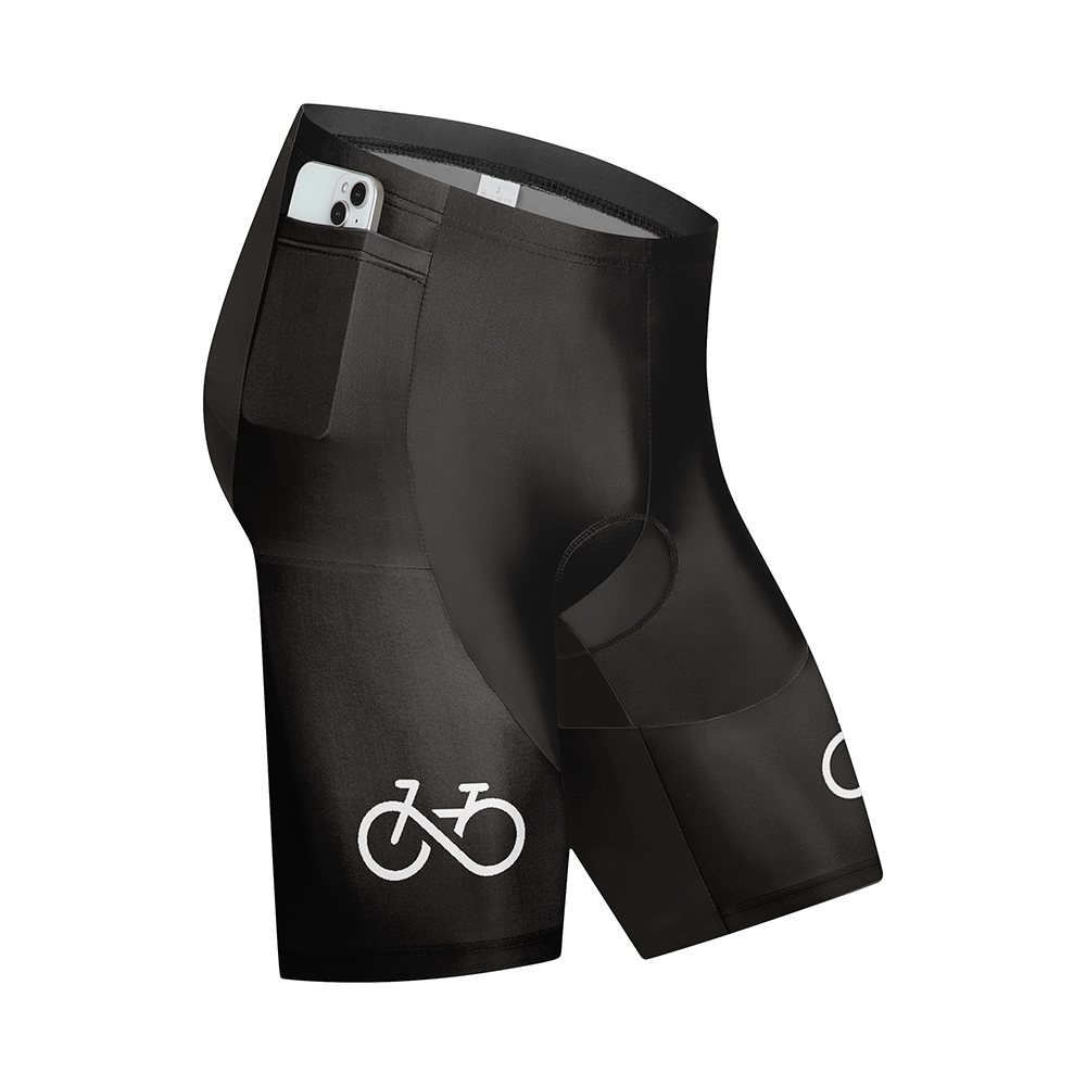 Men's pocket black shorts outdoor mountain bike bike tight shock proof 9D gel cushion
