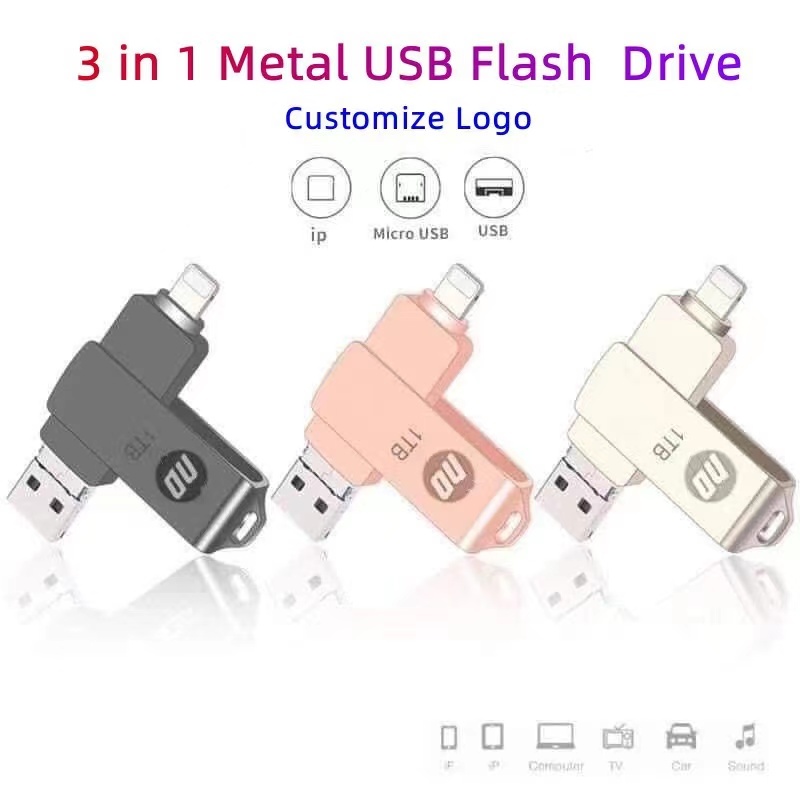HP 1TB 3 in 1 OTG USB แฟลชไดร์ฟ Flashdrive iphone OTG USB Andriod Flash Drive 3.0 Thumbdrive