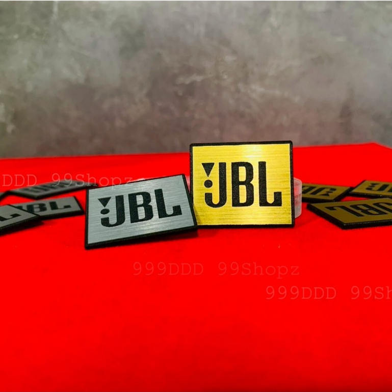 logo3x2.5cm (1ชิ้น/บิล) (เจ บี แอล) งานเสมือน [!jbl]  วัสดุโรมาร์คผิวผสมABS ทองเงา เงินเงา หนา1.2mm((xไม่มีกาวด้านหลัง))