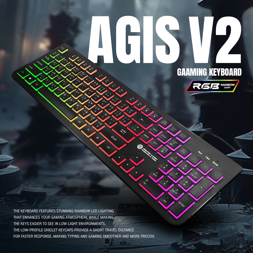 [เก็บโค้ดส่งฟรี] Neolution E-Sport Gaming Keyboard รุ่น Agis V2.คีย์บอร์ด เกมมิ่ง คีย์บอร์ดกันน้ำ ไฟ