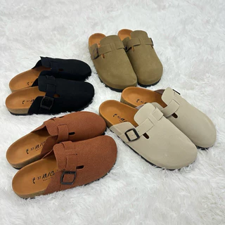[ส่งฟรี]Poru รองเท้าทรงไบเก้นหุ้มหัวดีไซน์วินเทจ หนังกลับ พื้นนุ่ม ไซส์ 36-44