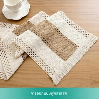 【จัดส่งจากประเทศไทย】ผ้าโต๊ะสไตล์วินเทจ ลายทาง ห้อยระบายสวย มีพู่ สําหรับตกแต่งบ้าน เหมาะสําหรับบ้าน/โต๊ะบรรยากาศตกแต่ง