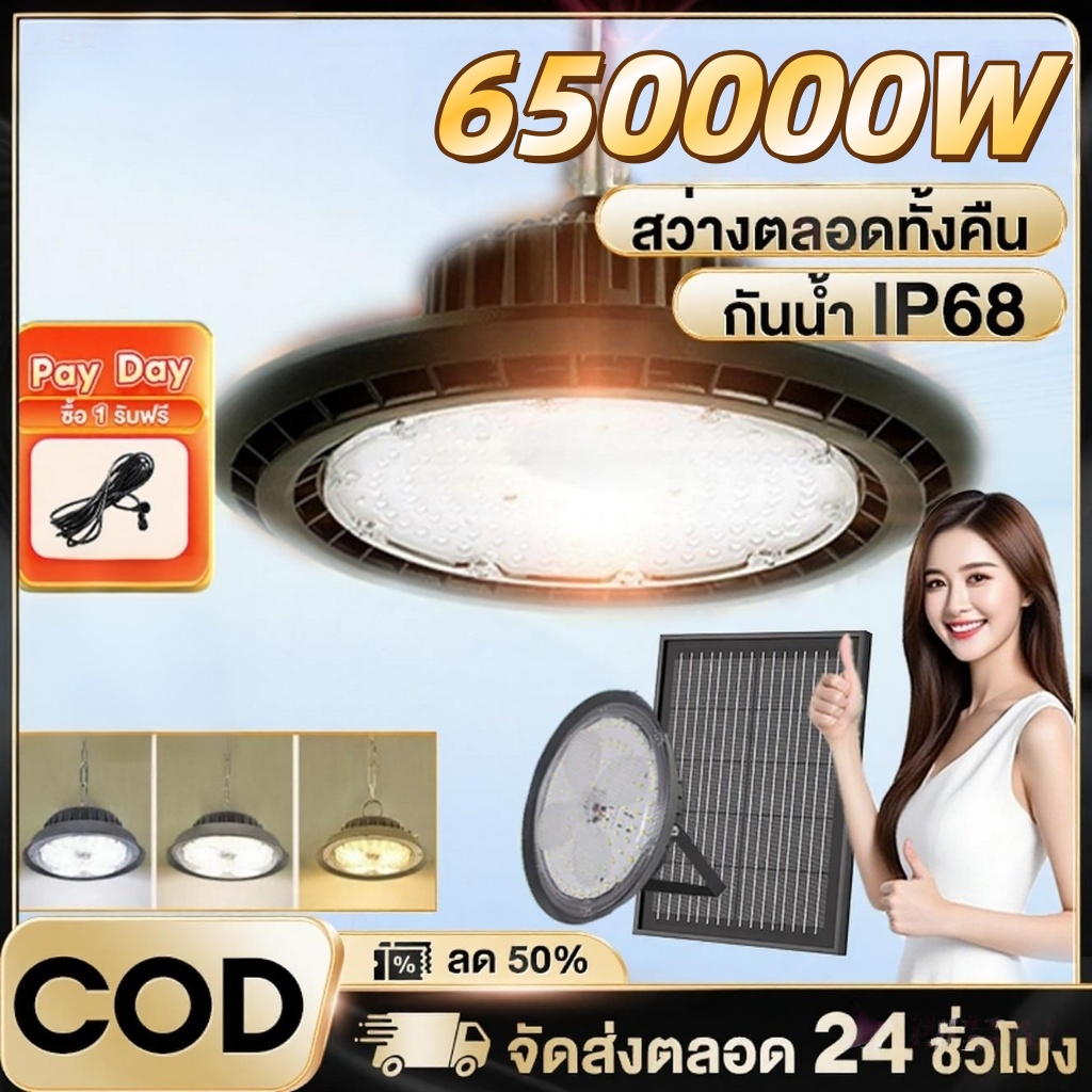 รับประกัน30ปี โคมไฟโซลาร์เซลล์ไฟโซล่าเซล ไฟโซล่าเซลล์ติดเพดาน 650000W 19cm~30.5โคมวินเทจ แสงสีขาว/เหลือง/อุ่นโคมไฟติ