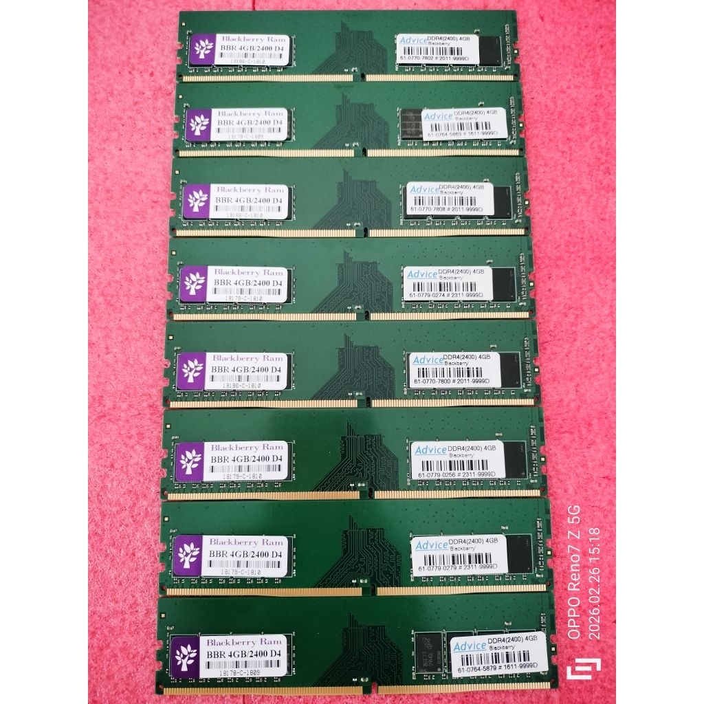 RAM 4GB DDR4 บัส2400MHz BlackBerry ประกัน L-T  ใช้งานปกติ มีผลเทส ตัวละ699บาท