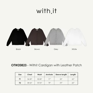 Withit Cardigan with Leather Patch คาร์ดิแกนสีพื้น - OTW20823