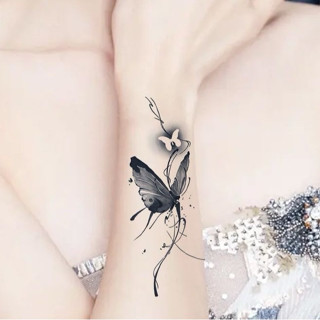 COD ส่งจากไทย⚡สติ๊กเกอร์แทททูลายผีเสื้อ สมุนไพร กันน้ำ กึ่งถ…