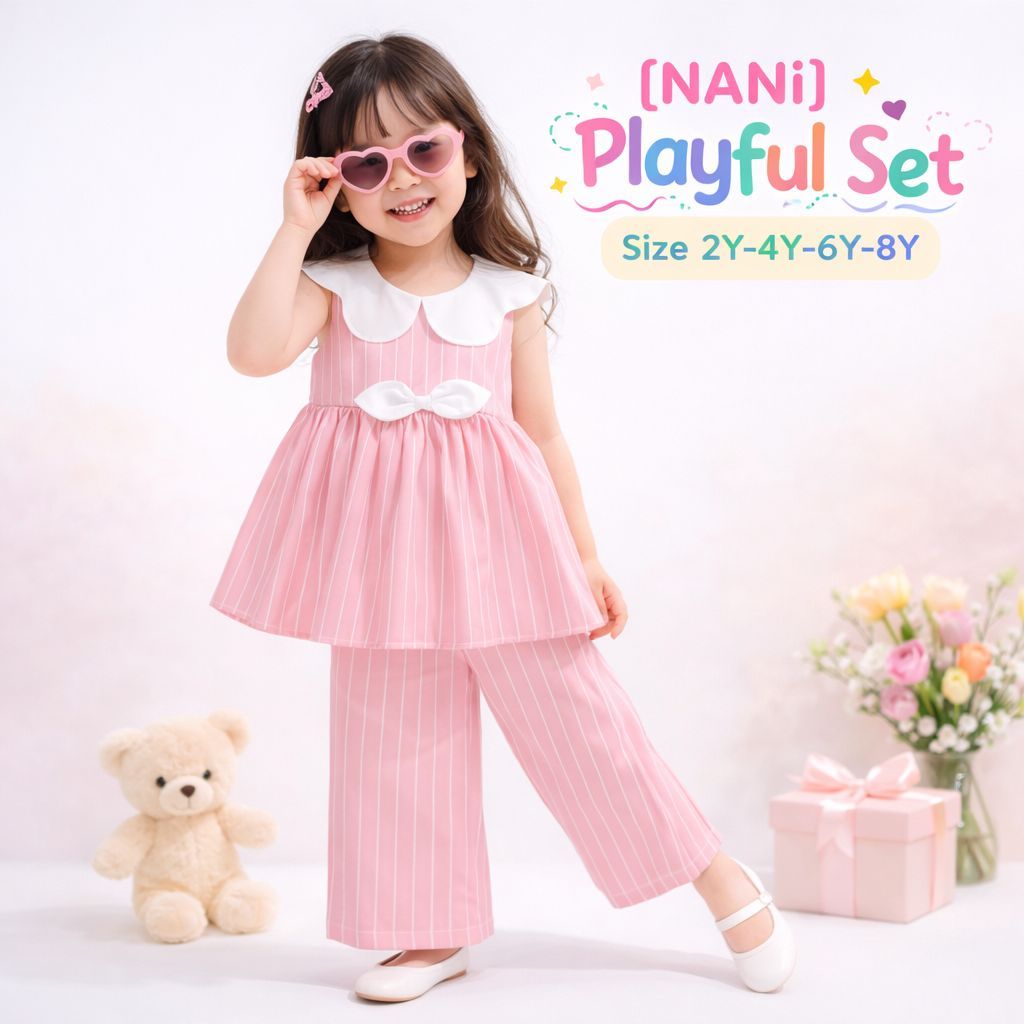 [NANi] Playful Set ชุดเซ็ตเด็กผู้หญิงน่ารัก เสื้อแขนกุด+กางเกงขายาว ผ้าใส่สบาย ไม่ร้อน ไซส์ 1-8 ขวบ