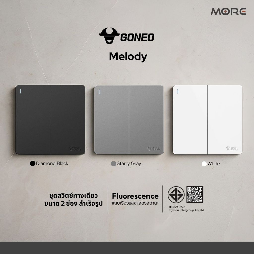 GONEO ชุดสวิตซ์ทางเดียวสำเร็จรูป ขนาด 2 ช่อง รุ่น Melody G12-K211