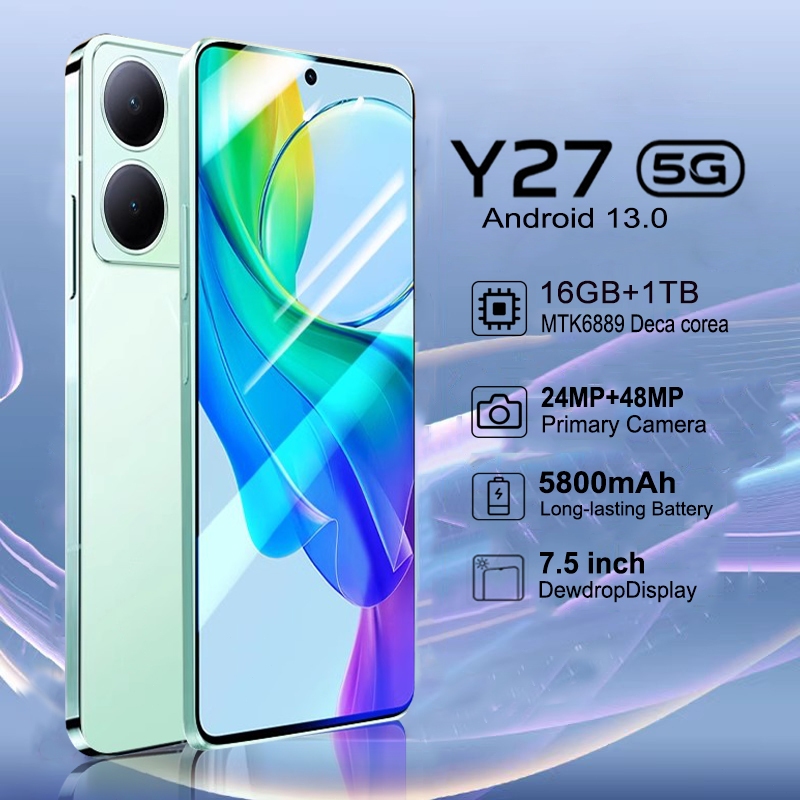 โทรศัพท์มือถือ Y27s ของแท้100% โทรศัพท์ โทรศัพท์มือถือราคาถูก แกะ16GB รอม1TB รองรับ2ซิม Android SmartPhone