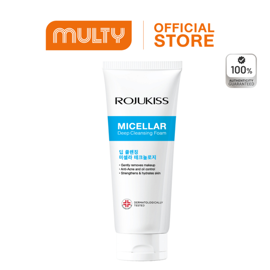 ROJUKISS Micellar Deep Cleansing Foam 200g. โฟมล้างหน้าไมเซลล่า ล้างเครื่องสำอาง สูตรอ่อนโยน