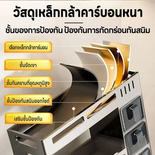 TOOLIO ชั้นวางเครื่องปรุงในครัว ติดผนังไม่ต้องเจาะ สแตนเลสกันสนิม หลายชั้น หลายฟังก์ชัน รองรับน้ำหนักได้ดี