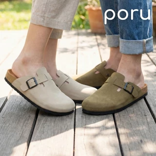 [ส่งฟรี]Poru รองเท้าทรงไบเก้นหุ้มหัวดีไซน์วินเทจ หนังกลับ พื้นนุ่ม ไซส์ 36-44