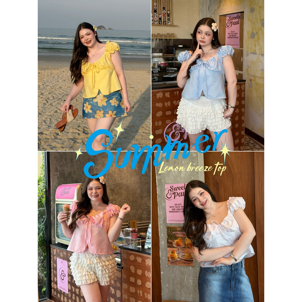 summer look!! เสื้อปาดไหล่รับซัมเมอร์ สีเข้าเพิ่ม| อกใหญ่ สำหรับสาวอวบ Lemon breez